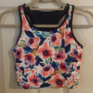 Born Primitive Meshed Up Cropped Sports Bra Size Medium Floral Print NWOT